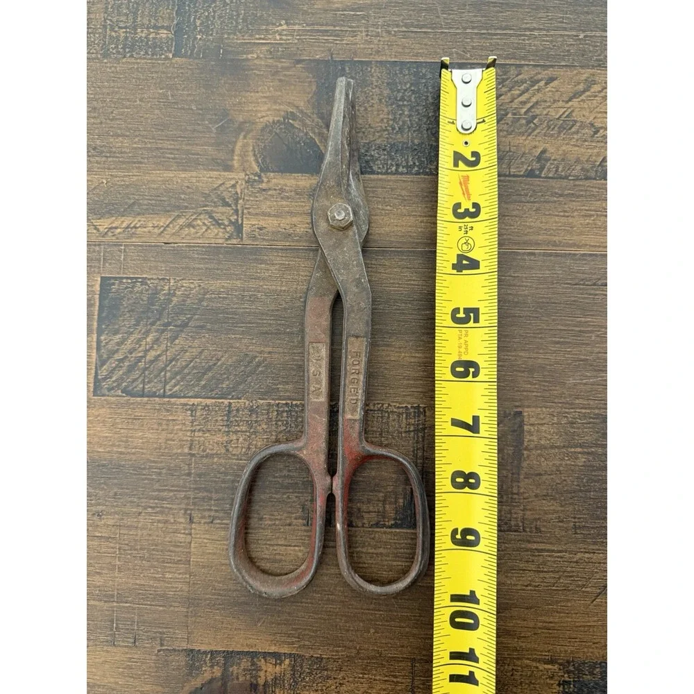 Vintage Metal Heavy Duty Forged Steel Sheet Cutting Scissors USA 10